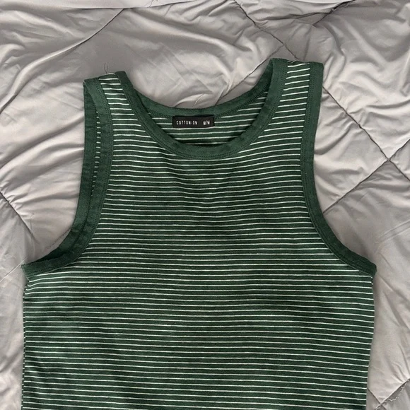 Cotton On Forest Green & White Striped Tank Dress - Picture 2 of 6